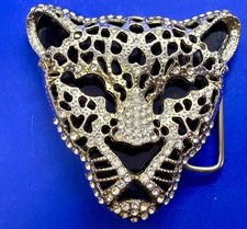 Gorgeous Lion Tiger Cheetah Leopard Head Rhinestone Bling Cutout Belt Buckle picture