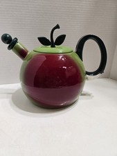 Vintage COPCO 1980s Green Apple Enamel Whistling Tea Kettle- 2 1/2 Quart picture