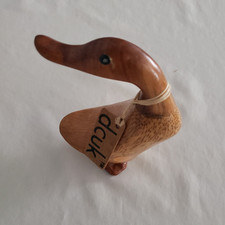 DCUK Wooden Duck  Figurine  TED WITH NAME TAG PLATE  6.5