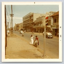 Saigon Vietnam Snapshot Photo Street Scene Traffic Signal Pedestrians 1970 picture