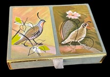 Vintage CONGRESS Playing Cards Cel-U-Tone Finish Retro QUAIL Bird Design picture