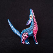 GORGEOUS OAXACAN WOOD CARVING COYOTE ALEBRIJE. MEXICAN FOLK ART. picture