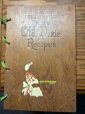 Vintage Fine Old Dixie Recipes Southern Cook Book Wood Cover Ring 1939 Cookbook picture