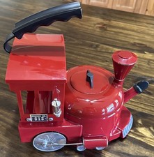 MKI Kamenstein Tea Kettle Red Locomotive Train Engine #613 Wheels turn picture