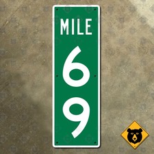 United States mile marker milepost 69 road highway sign 7x21 picture