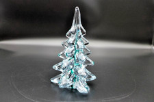 Vintage Enesco Art Glass Christmas Tree Green Ribbons 6.5