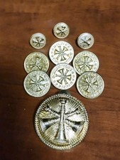 Vintage Waterbury Fire Chief Uniform Buttons Hat Badge 10pc Set Pre-1944 picture