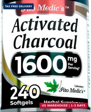 Activated Charcoal Vegan Capsules 1600mg 240 Absorbent Ultra high Absorption US. picture