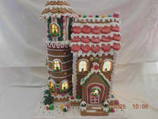 New Trimsetter Gingerbread House Castle Tower LED Lighted 19