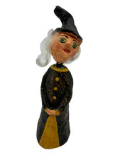 Vintage Monnie Wilson Folk Art Papier Mache Bobble  Halloween Witch Figurine picture
