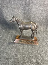 Vintage Suzann Fiedler Bronze Horse Trophy 1988 AQHA Wood Pedestal Signed picture