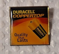 Vintage Duracell Coppertop Quality That Lasts Metal Pin Battery Promotional USA picture