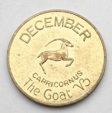 Samson London December Capricornus The Goat Brass Zodiac Good Luck Token. 1F2.5 picture