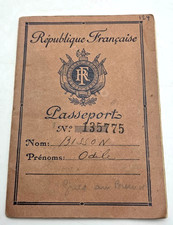 Vintage France Passport 1930s - 50s Expired Visas Stamps Paris Lady Odile Bisson picture