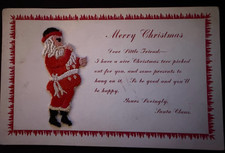 Rare ~SILK EMBROIDERED~ SANTA CLAUS ~Antique~Novelty Christmas Postcard~s407 picture