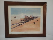 Vintage RARE Framed Print of The Wagon Trail by Leonard H Reedy Western Art picture