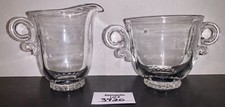 Heisey Lariat Clear Glass Creamer & Open Sugar Set Vintage picture