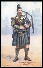 BRITISH MILITARY Postcard 1910s Seaforth Highlanders Pipe Major by Tuck picture