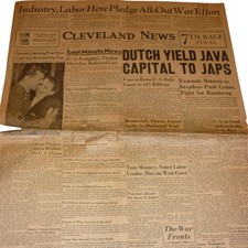 Vintage 1942 Cleveland News Newspaper WWII Dutch Yield Java WWII Ephemera picture