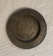 Vintage KAPPA ALPHA THETA Solid Cast Brass 6” Change Tip Tray Ashtray  picture