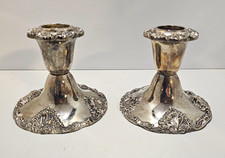 Godinger Silver-Tone Metal Floral Baroque/Rococo Taper Holders Pair 3.5in picture