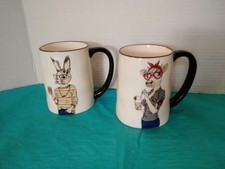 Signature Hipster Dressed Animal Mugs Cups Coffee Bunny Rabbit & Cow picture