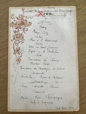 Antique 1893 French Wedding Menu Card - Handwritten Ephemera picture