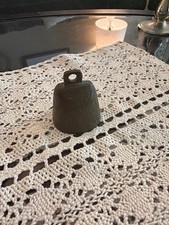 Vintage Solid Brass Etched Leaf Bell Made in India Temple Cow Bell Boho Decor picture