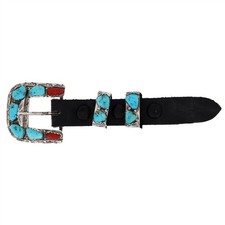 Angelita Cheama Zuni Sterling Silver Turquoise Native Western Ranger Belt Buckle picture