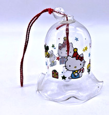 Vintage 1976 Sanrio Hello Kitty Christmas Ornament Mini Clear Glass Bell RARE picture