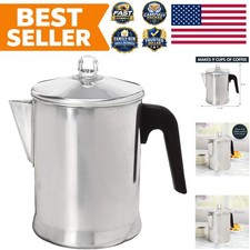 Compact 9-Cup Silver Percolator for Quality Coffee on Stovetops & Campfires picture