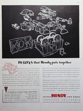 Joshua Hendy Iron Works Print Ad 1944 - Sunnyvale CA Motors Pumps Gears Puzzles picture