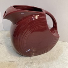 VTG Homer Laughlin Fiesta  Disc Pitcher Cinnabar/ Burgundy Large  7
