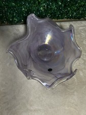Lavorazione Arte Murano Glass Centerpiece Purple Iridescent  Orig Label New Vtg picture
