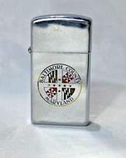1967 Zippo Slim Lighter BALTIMORE COUNTY MARYLAND Seal Polished Chrome Finish picture