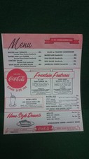 1956 Paper Menu FW Woolworth Cafeteria Coca Cola VGC picture