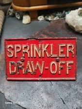 Antique Early 1900 Grinnell Gamewell Emergency Sprinkler Painted Iron Fire Sign  picture