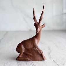 MCM Hand Carved Gazelle / Kudu Wooden Figurine - Made in Kenya - 7