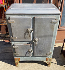 Antique 1930s Sears Roebuck “Polar Air” 3-Door Metal Ice Box / Refrigerator picture