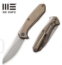 WE Knife Mote Stonewashed Bronze Titanium FrameLock Flipper S35VN Steel Blade + picture