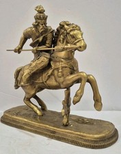 Antique 1891 Gilbert Hannibal Spelter Statue Clock Topper Warrior Horse W/ Spear picture