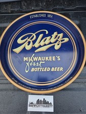 Blatz Milwaukee’s Finest Bottled Beer Round Blue Serving Tray picture