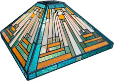 Tiffany Lamp Shade Amber Green Style Stained Glass 16 Inches picture