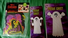 11-PC VINTAGE NWT HALLOWEEN DIECUTS 2-BEISTLE TISSUE FOLDOUT GHOSTS+9PC AMSCRAM picture