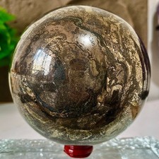 10.64LB Natural Copper Iron Ore Quartz Ball Crystal Ball Spiritual Healing picture