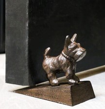 Rustic Cast Iron Whimsical Canine Scottish Terrier Dog Door Stop Stopper Wedge picture