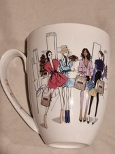 Rare Henri Bendel New York Coffee Mug Izak Zenou Party Fashion Girls Striped... picture