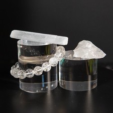 Clear Quartz Beaded Bracelet Raw Stone & Selenite Wand Charging Bundle Trio picture