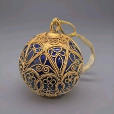 Henry Flagler Museum Style Royal Ball Ornament Brass Inlay Heavy Duty Vintage picture