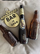 Vintage Bar Decor Lot Coors Baseball Bat Bottle Stubby Beer Bottles Open Sign picture